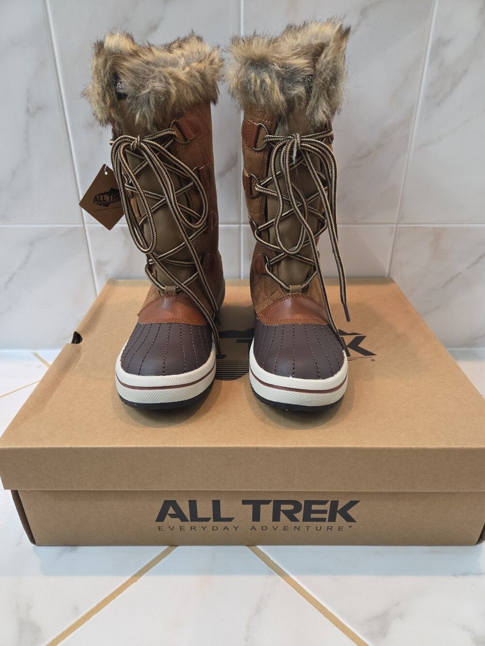 All Trek Girls Faux Fur Top Tall Boots Size 3M Brown